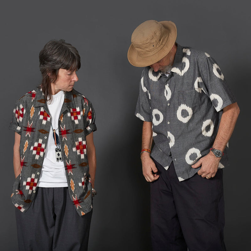 Stephanie Porritt and David Keyte in Universal Works Ikat Shirts