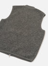 Rear view of the Grey Marl Wool Fleece Zip Waistcoat presented against a plain white background. The back section highlights the soft grey marl wool fleece texture, clean hemline, and simple sleeveless construction.