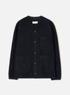 Navy Wool Fleece Cardigan