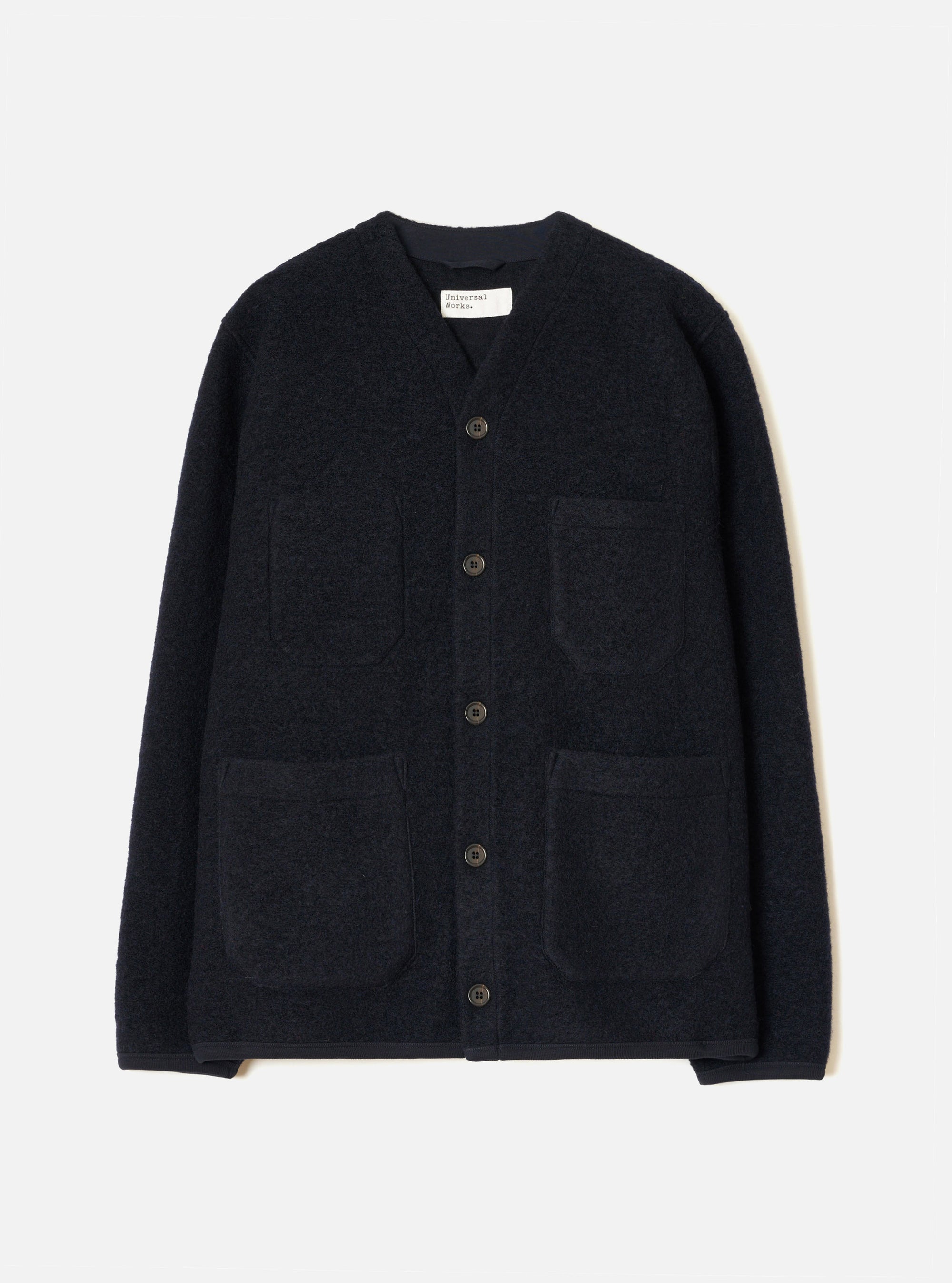 Navy Wool Fleece Cardigan
