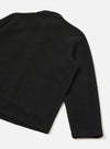 Rear view of the Black Wool Fleece Field Jacket presented on a plain white background. Showcases the clean back panel, straight hem, set-in sleeves, and rich black textured wool fleece material.