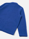Rear view of the Blue Wool Fleece Field Jacket presented against a plain white background. Showcases the clean back panel construction, straight hemline, and deep blue wool fleece material.
