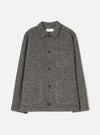 Front view of the Grey Marl Wool Fleece Field Jacket displayed against a plain white background. The jacket features button closure, front flap pockets, and a classic collar made from soft grey marl wool fleece material.