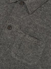 Close-up detail shot of the Grey Marl Wool Fleece Field Jacket on a plain background. The image highlights the button fasteners, collar construction, front pocket detail, and rich textured fleece surface.