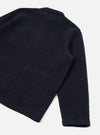 Rear view of the Navy Wool Fleece Field Jacket set against a clean white backdrop. Shows the simple back cut, straight hem, long sleeves, and soft deep navy wool fleece fabric construction.