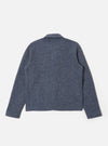 Back view of a Slate Blue Wool Fleece Uniform Jacket on a white background. The jacket is made of wool fleece and has a classic uniform fit.