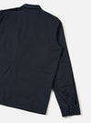 Back view of the Navy Twill MW Fatigue Jacket presented against a plain white background. Highlights the plain navy blue twill back panel, straight hem line, and sleeve cuff button fastenings clearly.