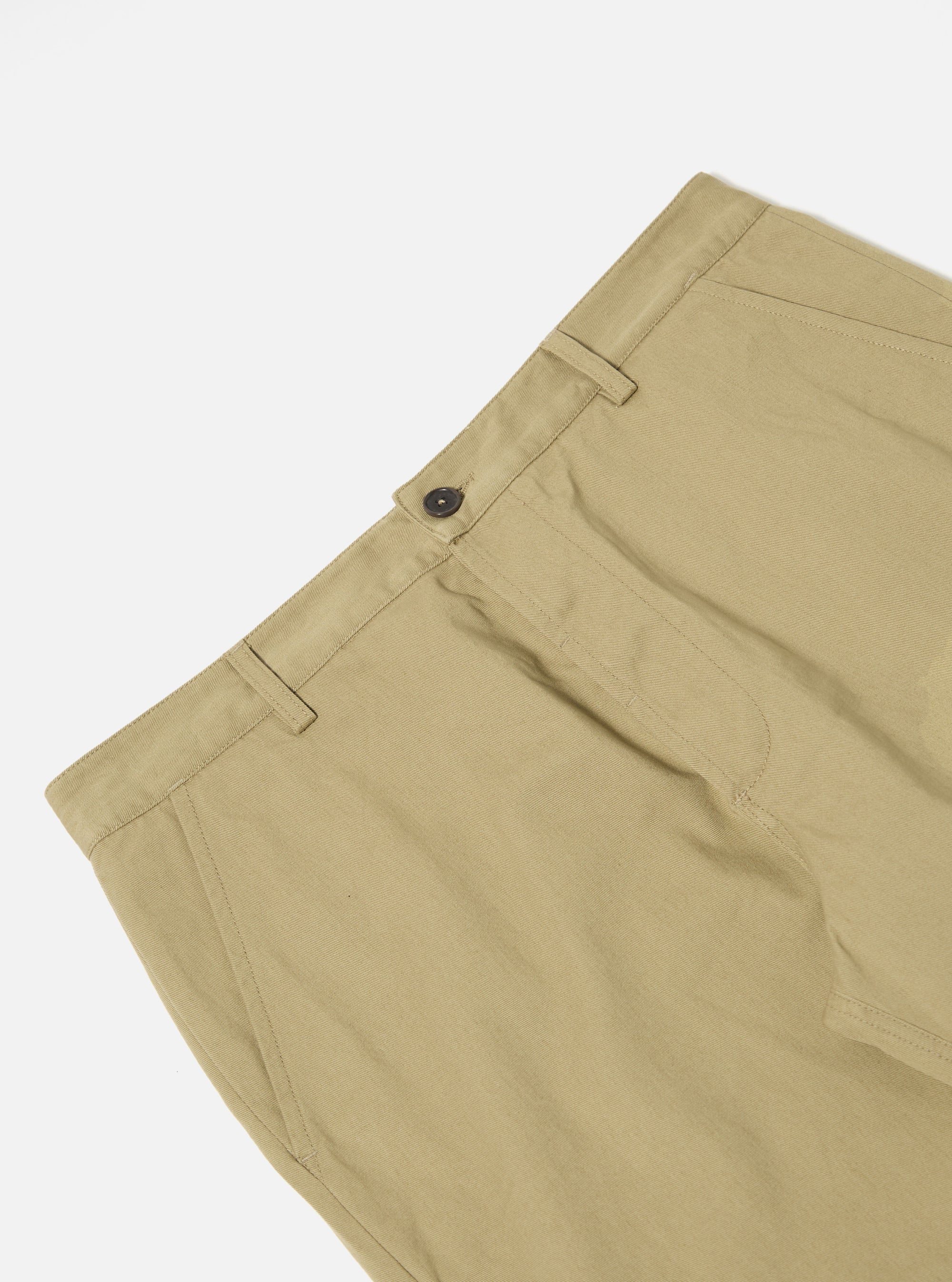 Close-up of the Sand Twill Military Chino pants on a white background, showcasing the twill texture and military-inspired design.