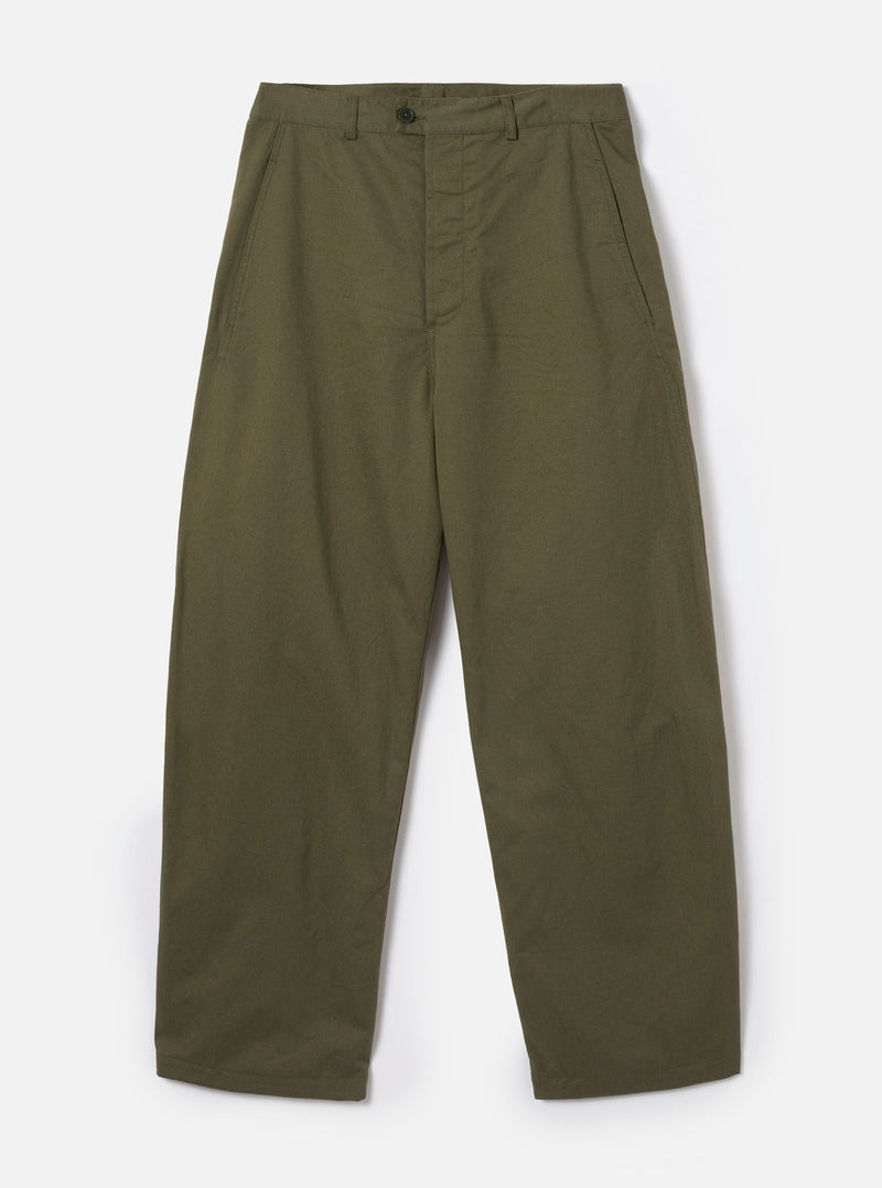 Olive Green Twill Curved Pant