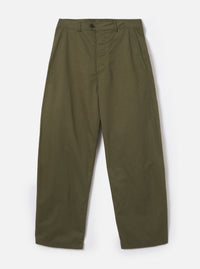 Olive Green Twill Curved Pant