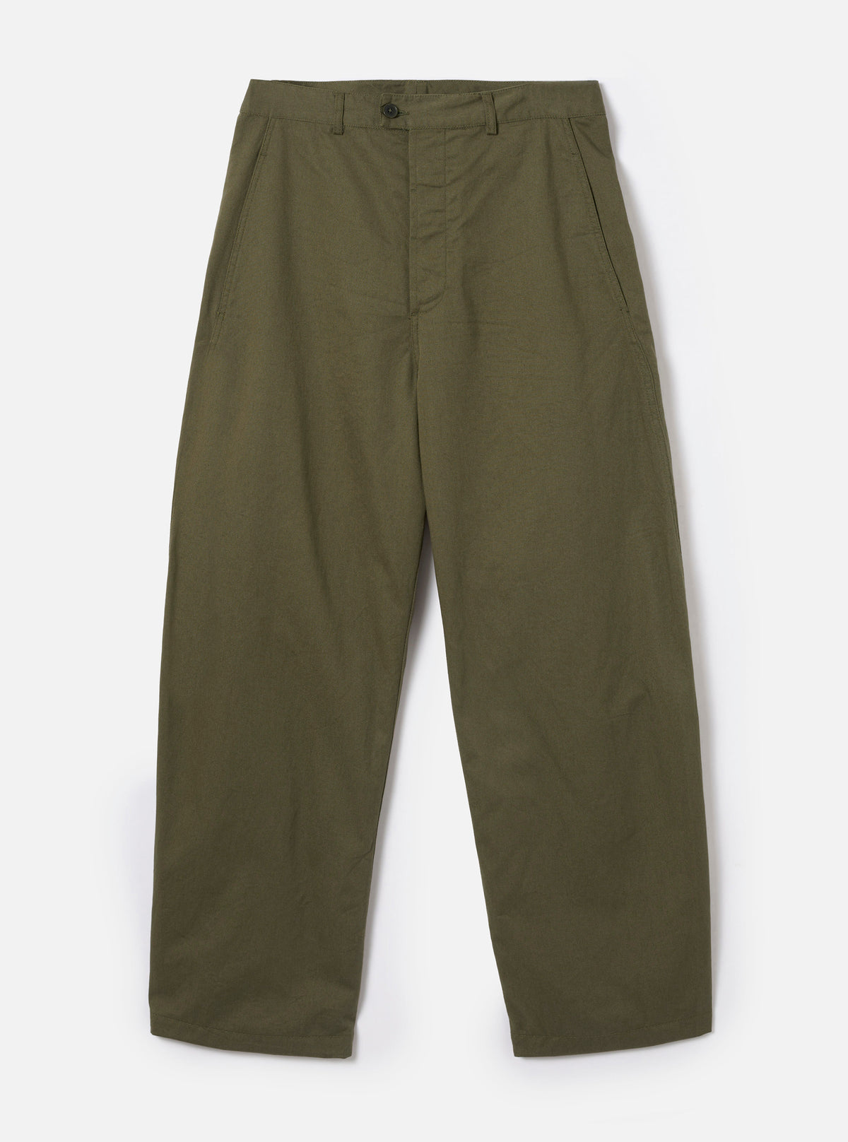 Olive Green Twill Curved Pant