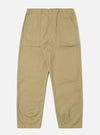 The Sand Twill Fatigue Pant, laid flat on a white background. These sand-colored pants feature a relaxed fit and durable twill fabric. Details include front patch pockets.