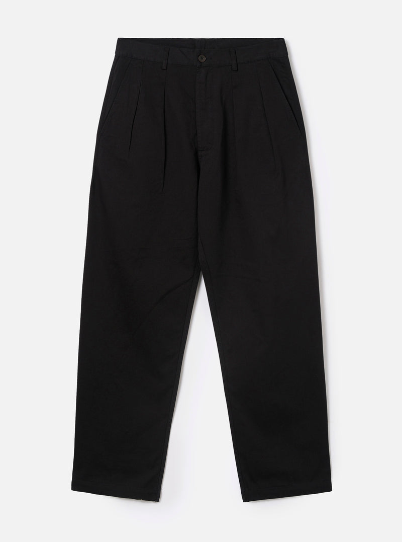 Black Twill Double Pleat Pant