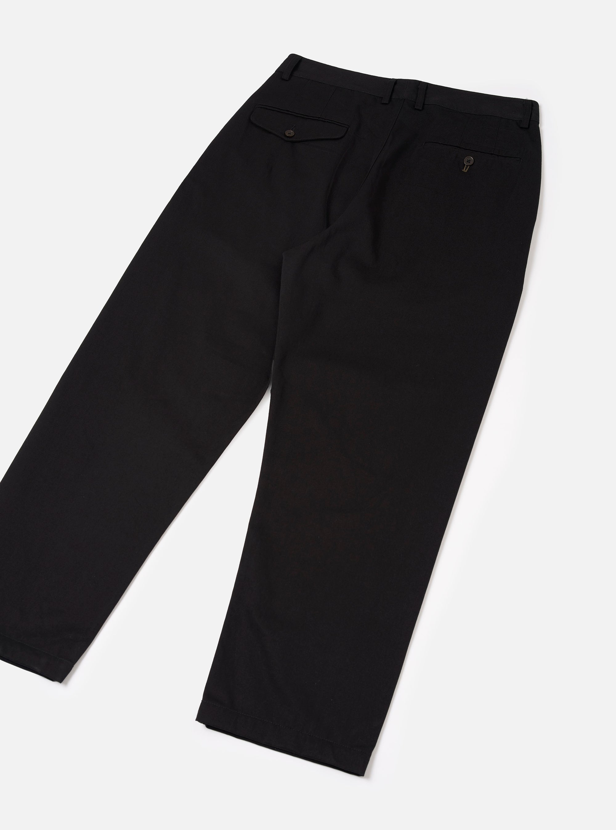 Black Twill Double Pleat Pant