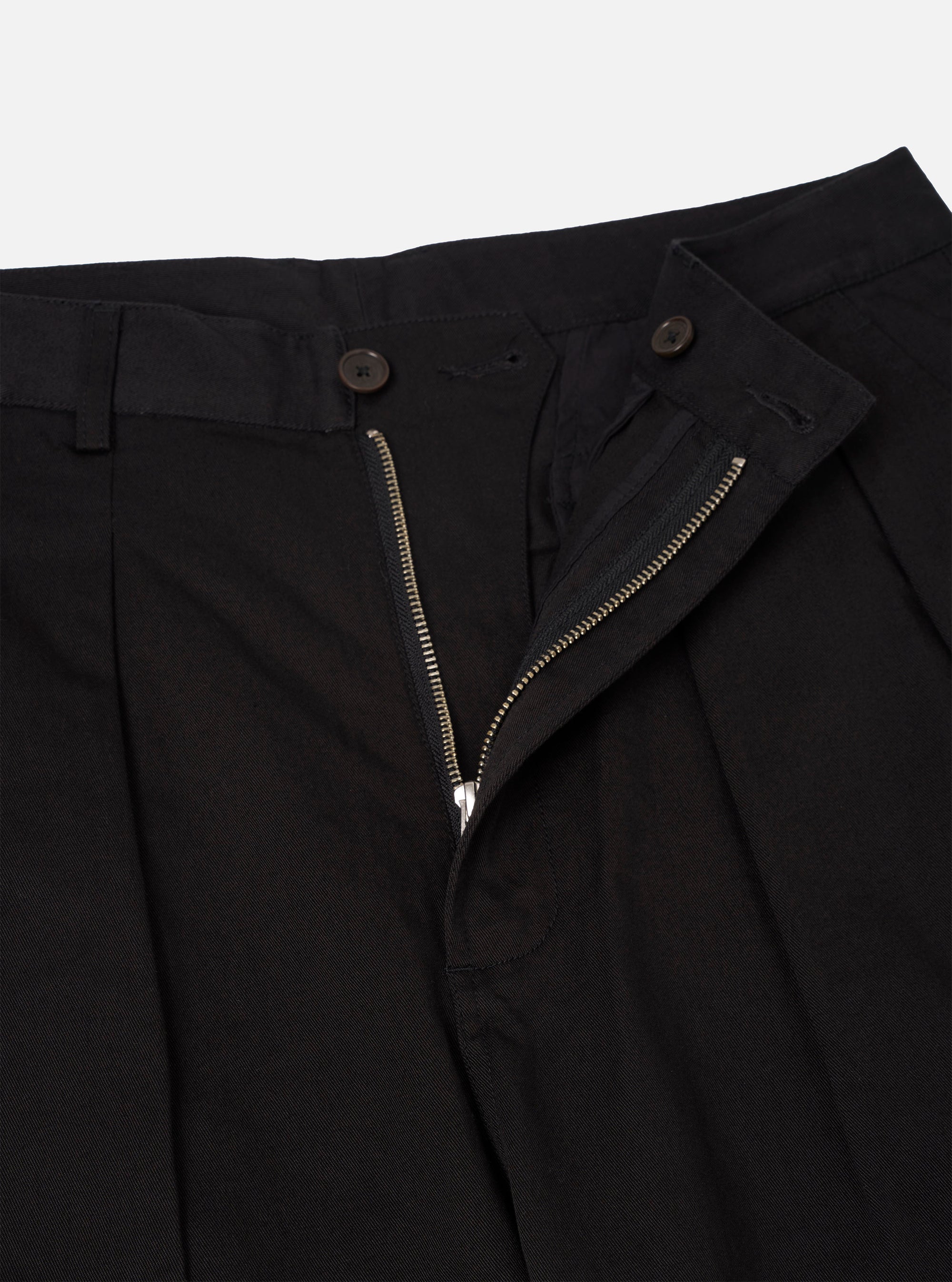 Black Twill Double Pleat Pant