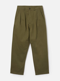Light Olive Twill Double Pleat Pant