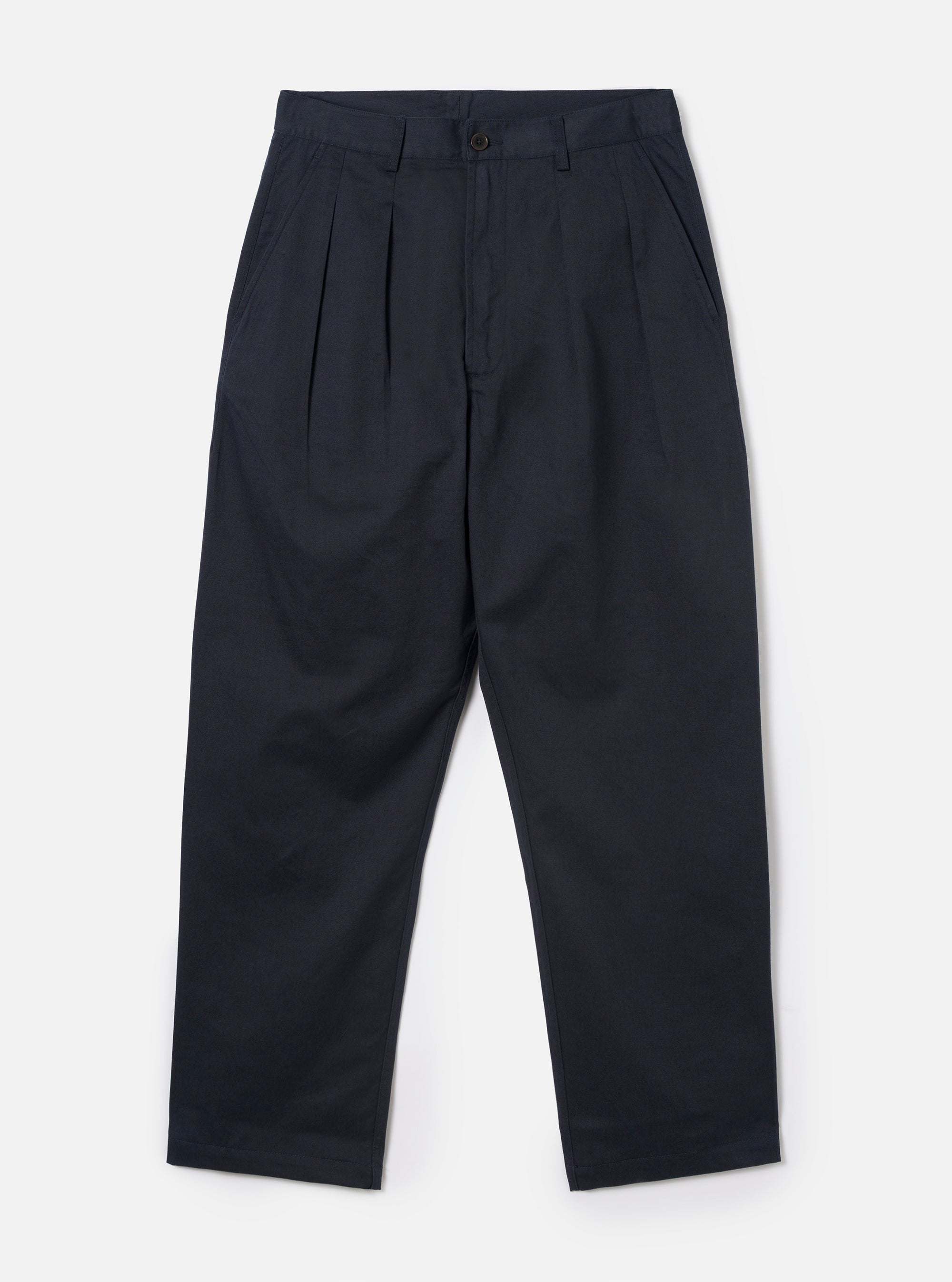 Navy Twill Double Pleat Pant