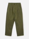 Olive Green Twill Double Pleat Pant