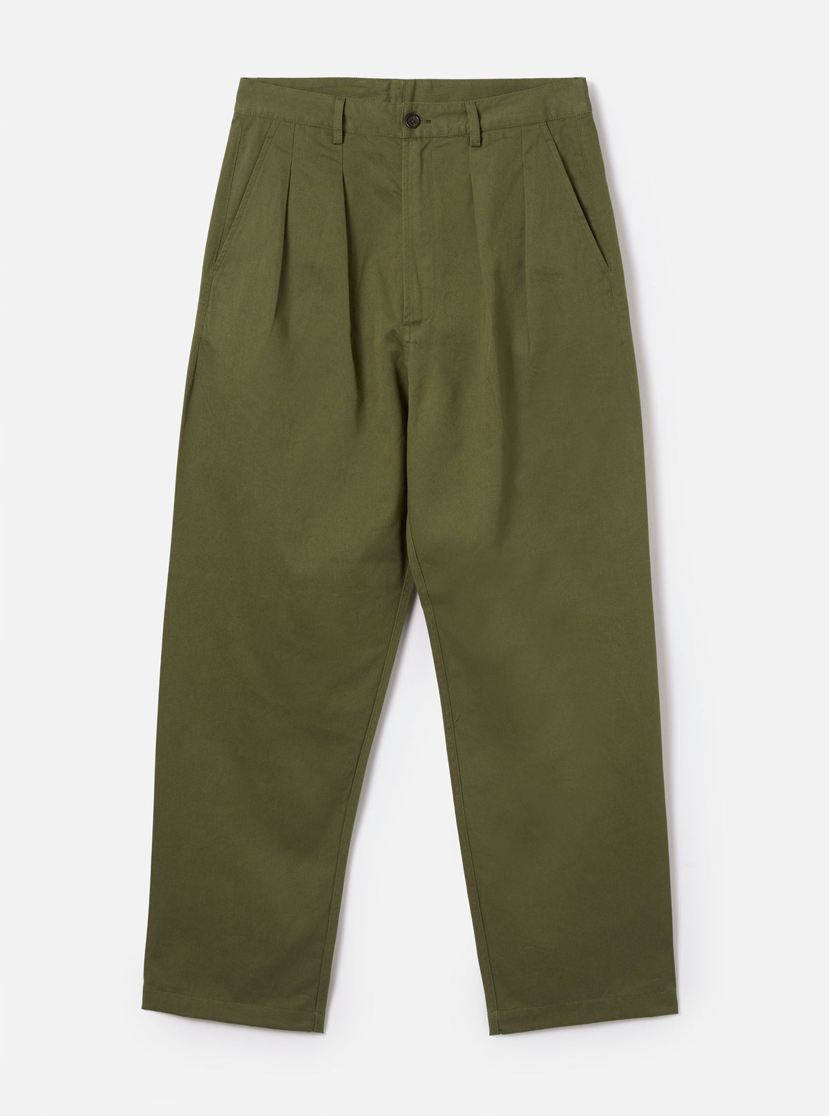 Olive Green Twill Double Pleat Pant