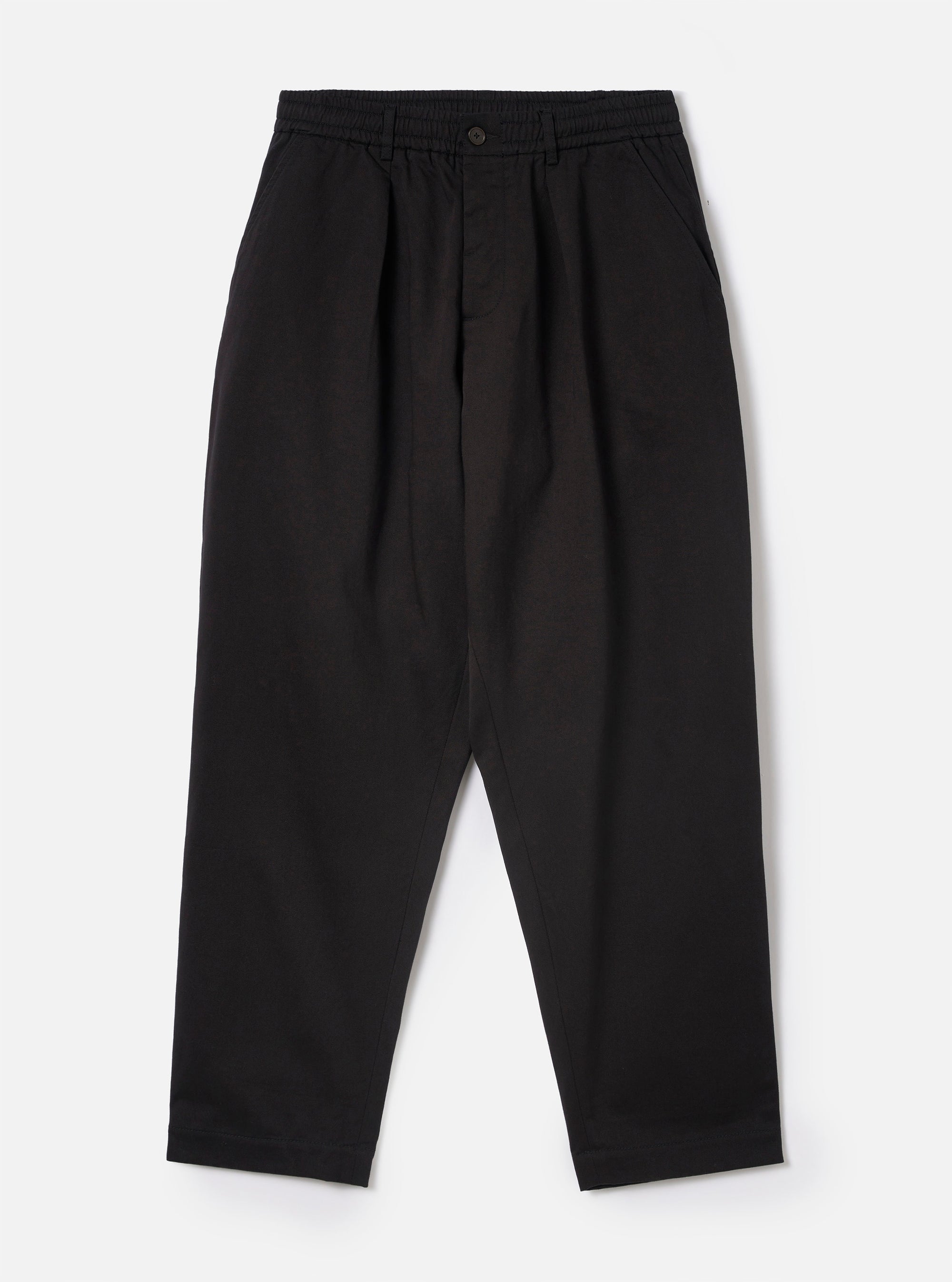 Black Twill Pleated Track Pant