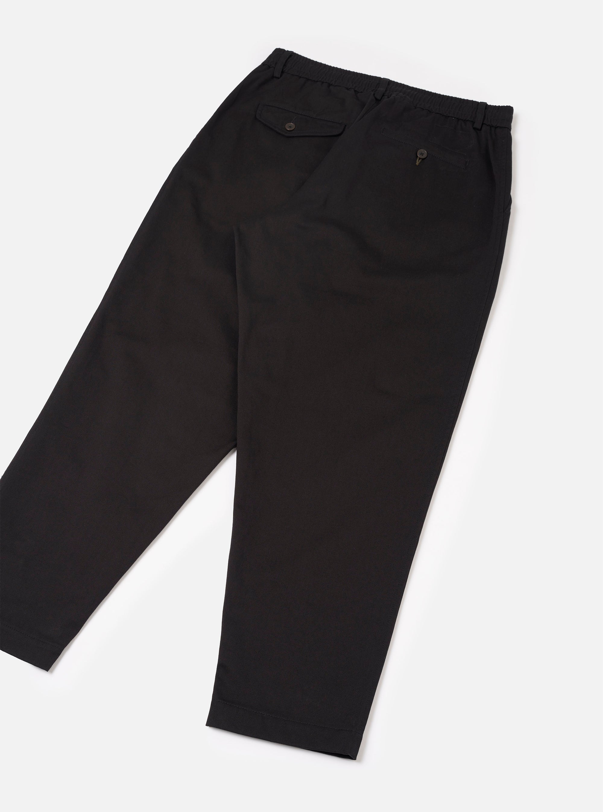 Black Twill Pleated Track Pant