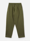 Olive Green Twill Pleated Track Pant