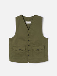 Olive Green Twill Field Waistcoat