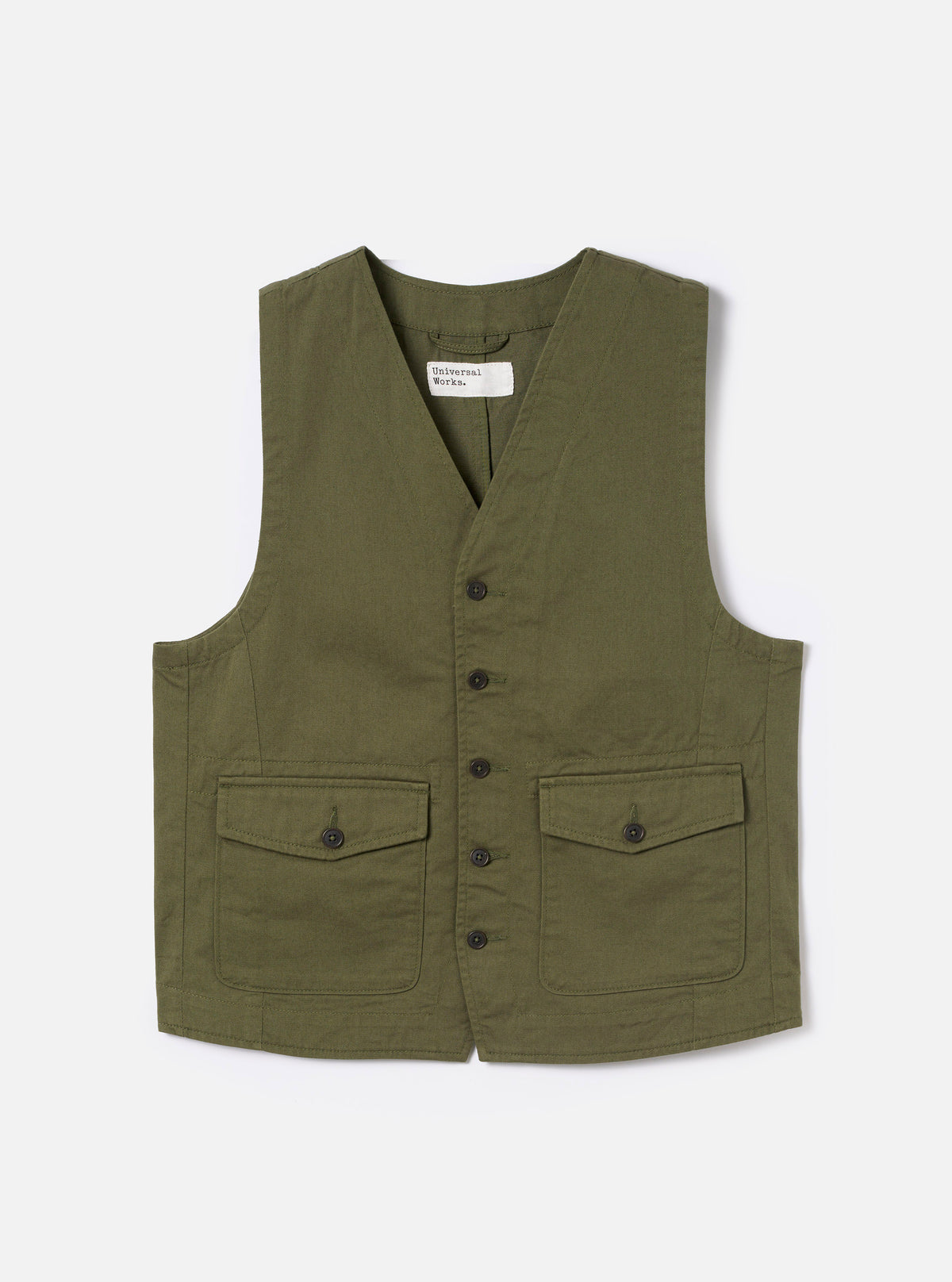 Olive Green Twill Field Waistcoat