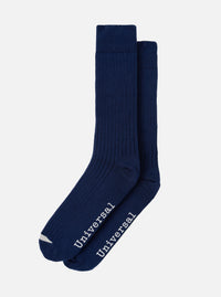 Navy Rib Knit Modal Sock