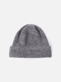 cableami® Grey Mohair Watch Cap on a clean white background. The soft, ribbed knit cap is a versatile, stylish accessory.
