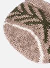 Close-up of the cableami® Beige Wool Jacquard Watch Cap on a white background. The cap features beige, olive green, and white stripes in a wool knit.