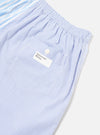 Close-up of the Blue Classic Mix Boxer Short on a white surface. Features blue stripes and a blue grid pattern. The boxer short has an elastic waist and a small pocket.