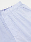 Close-up of the Blue Classic Mix Boxer Short on a white background. The fabric is a mix of blue and white stripes and checks, with an elastic waistband.