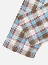 Close-up of the Blue/Brown Check 3 Long Pyjama Set on a white surface. The fabric features a blue, brown, and pink plaid pattern.