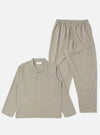 The Green Tiny Check Long Pyjama Set, laid out on a white background. The set features a button-down shirt and elastic-waist pants in a subtle green and white check pattern.