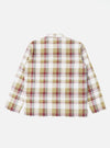 Back view of the Red/Brown Kip Check Long Pyjama Set on a white background. The set features a red, brown, and white check pattern.