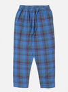Close-up of the Blue Kip Check Long Pyjama Set pants on a white background. The fabric is a blue, green, and maroon plaid.