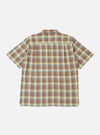 Back view of the Yellow/Brown Check Short Pyjama Set shirt on a white background. The shirt has a brown, yellow, and blue plaid pattern.