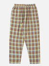 The Yellow/Brown Check Pyjama Pant is displayed on a white background. The pants have a relaxed fit and an elastic waistband, featuring a yellow, brown, and blue plaid pattern.