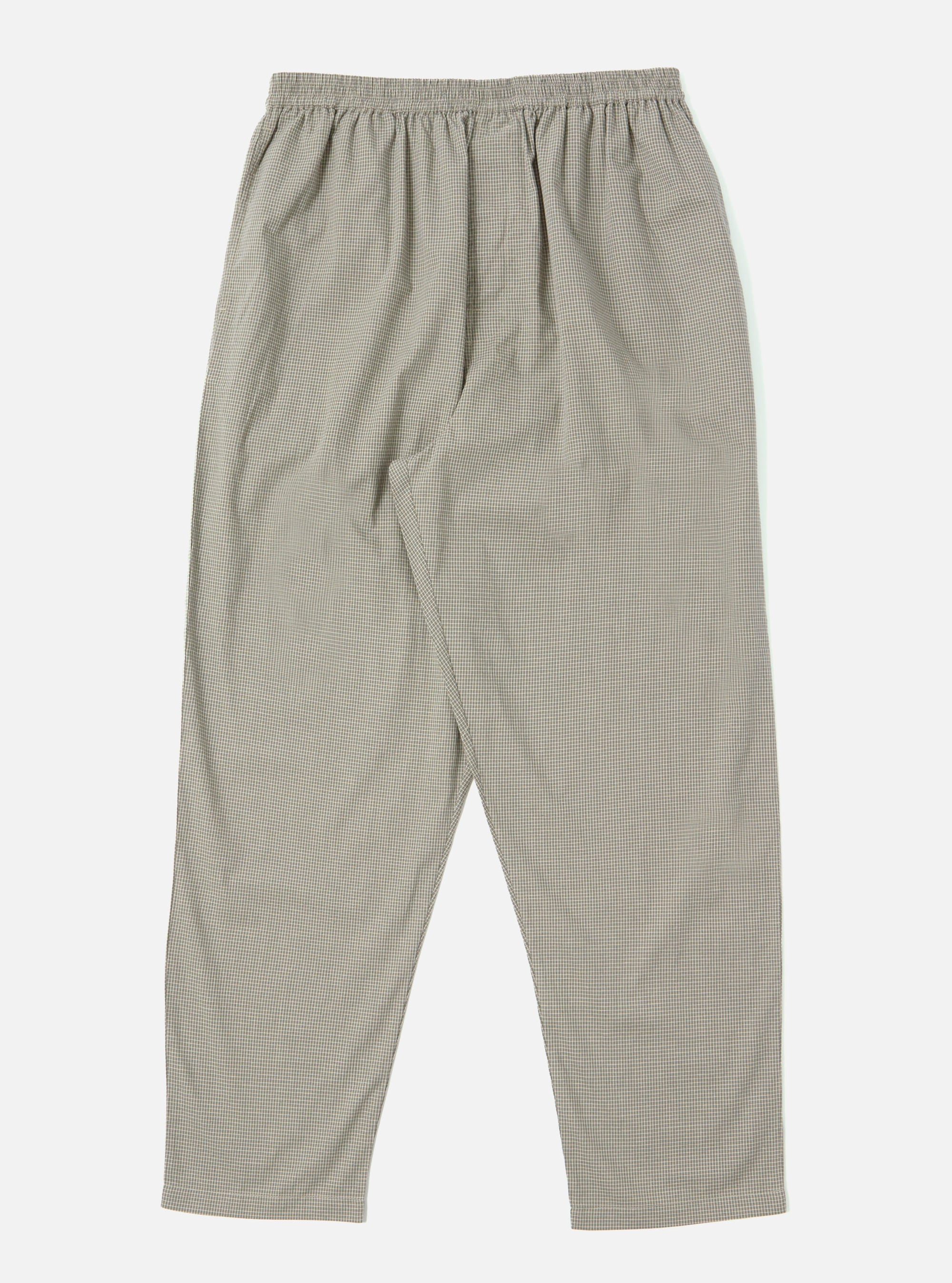 The Green Tiny Check Pyjama Pant on a white background. The pants have a relaxed fit and an elastic waistband.