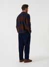 Brown/Navy Argyll Fleece Cardigan