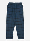 The Blue Brushed Check Pyjama Pant on a white background. The pants are blue with a black check pattern and have an elastic waistband.