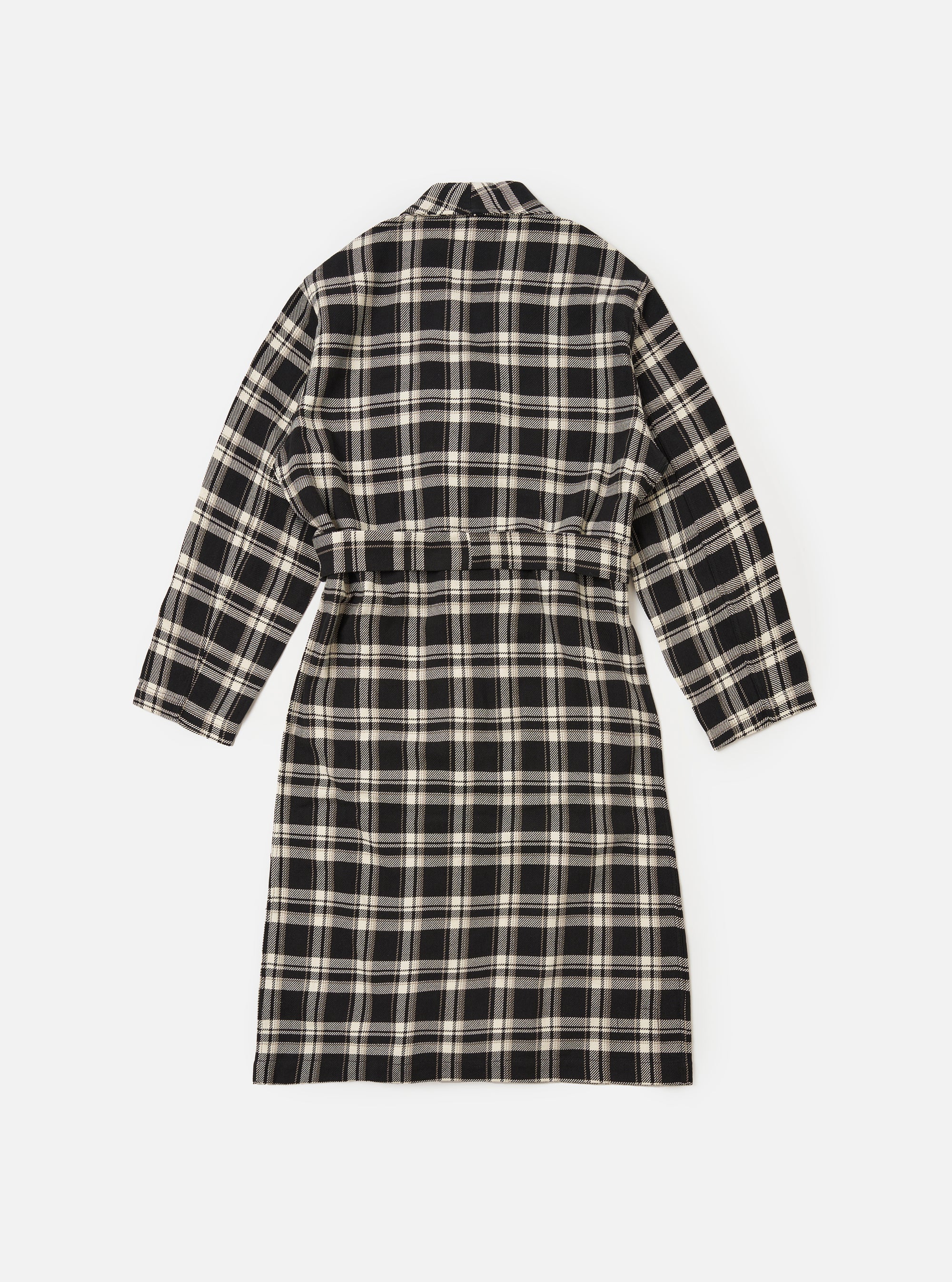 Black Twill Check Short Dressing Gown