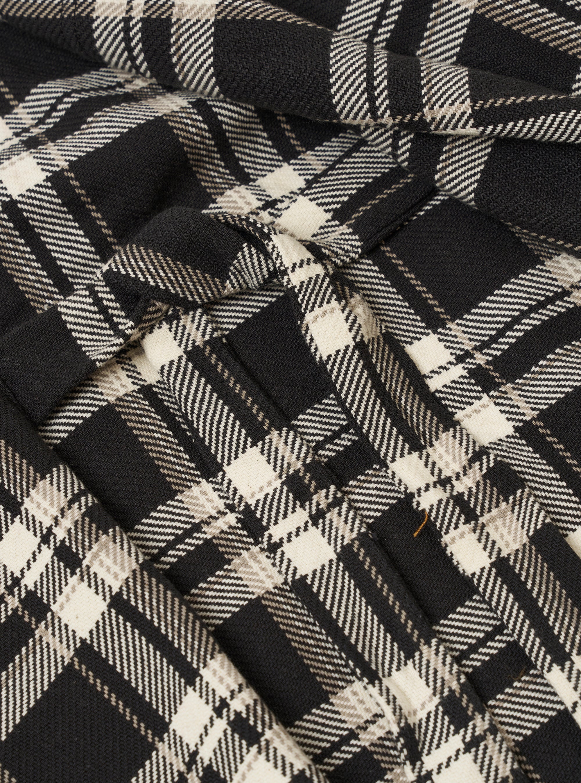 Black Twill Check Short Dressing Gown