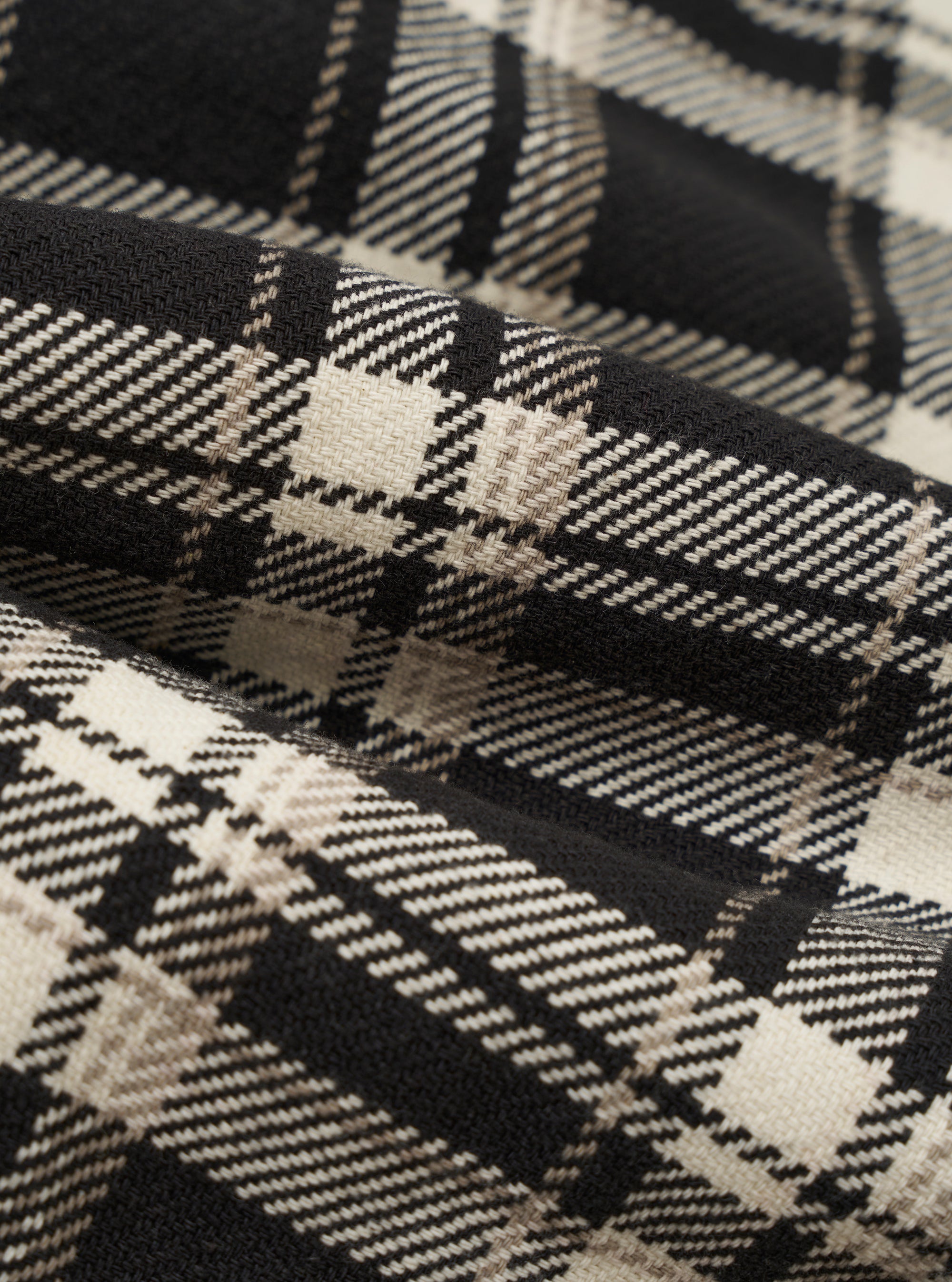 Black Twill Check Short Dressing Gown