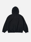 The Navy Cotton Reycled Nylon Mix Daley Jacket is shown from the back as a flat lay against a plain white background. The jacket features an oversized blouson fit with prominent panelling detail across the upper back and large, wide sleeves. The waist-length hem and cuffs are finished with a clean edge.