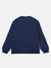 The Navy Brush Back Sweat Billy Sweat is shown as a flat lay from the back against a plain white background. The image highlights the rear of the sweatshirt, including the ribbed hem and cuffs, as well as the stitching detail at the shoulders.