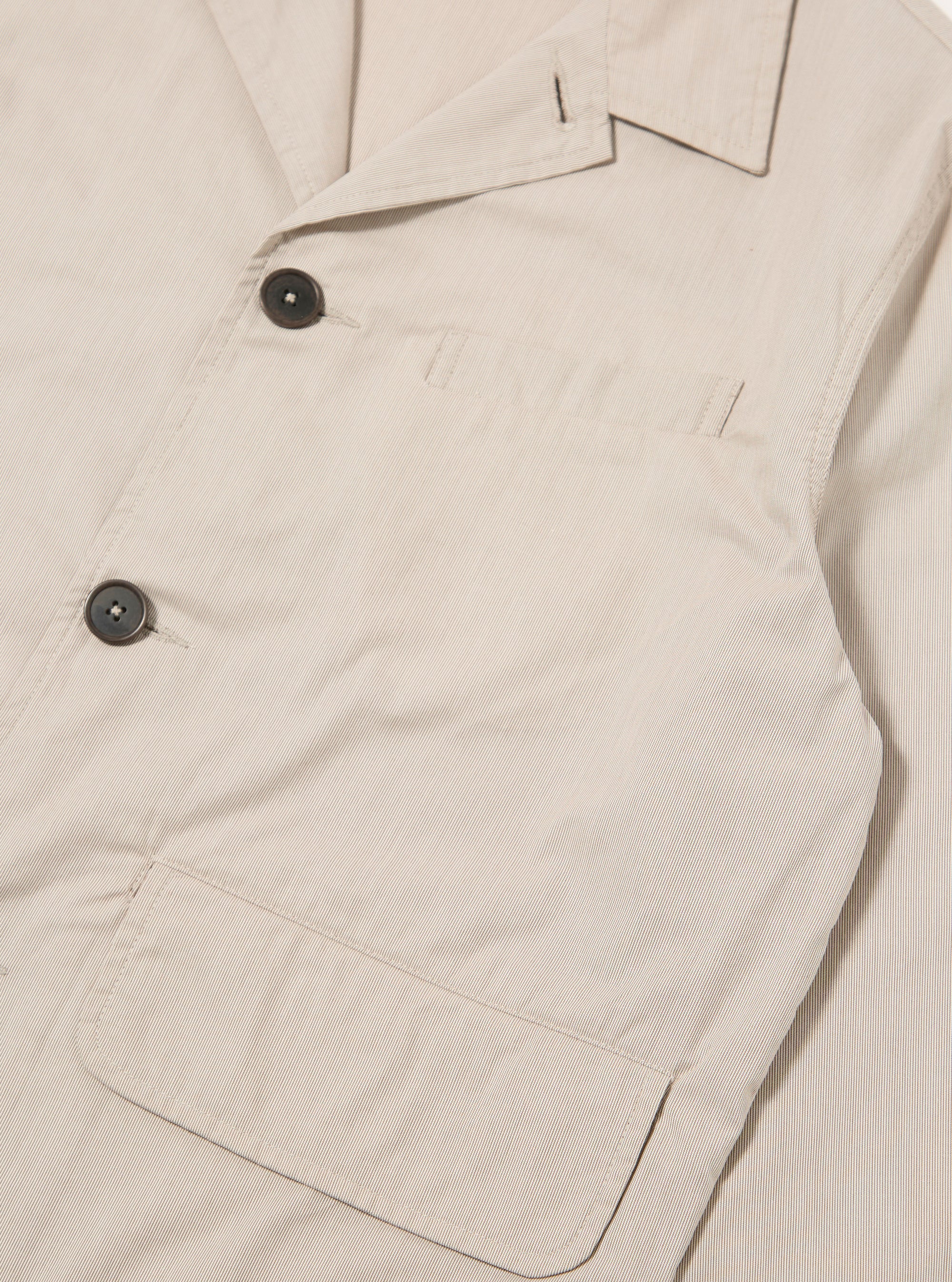 The Brown Kennedy Stripe Franck Jacket is shown from the back as a flat lay against a plain white background. The image highlights the horizontal stripe pattern, the straight hem, and the clean construction of the rear panel.