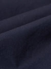 A close-up fabric swatch of the Navy Peached Poplin Franck Jacket shows the fine, smooth texture and deep navy blue color of the cotton poplin material.