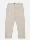 The Brown Kennedy Stripe Military Chino is presented as a flat lay against a plain white background. The trousers feature a vertical striped pattern in shades of brown and tan, with a button fly, belt loops, and two front slant pockets visible. The garment has a straight-leg cut and a clean, structured appearance.